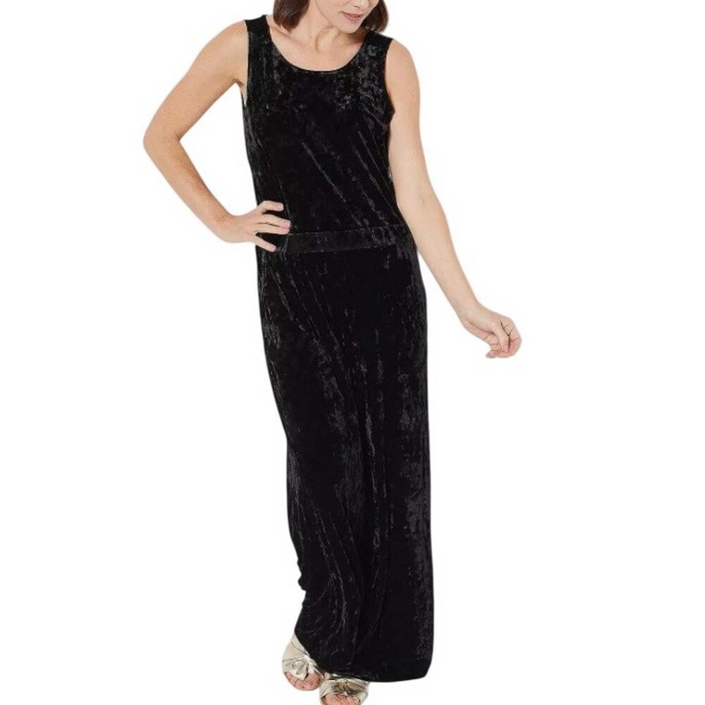 LOGO Lavish by Lori Goldstein Petite Velvet Jumpsuit MEDIUM PETITE (8181)